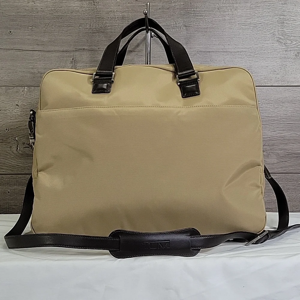Womens Tumi Tan/Brown Nylon Leather Business Laptop Bag